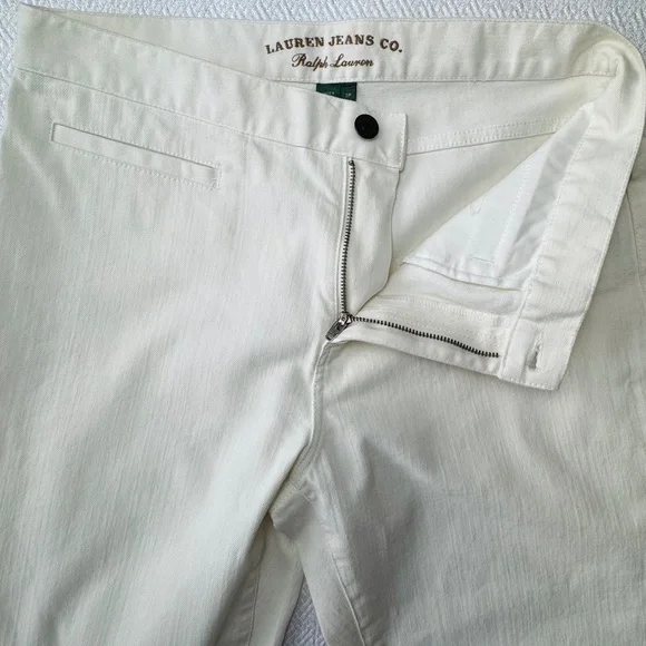 NWT Lauren Ralph Lauren Off-White Denim Slim Straight Pants/Jeans, Size 8 Petite - Picture 9 of 12